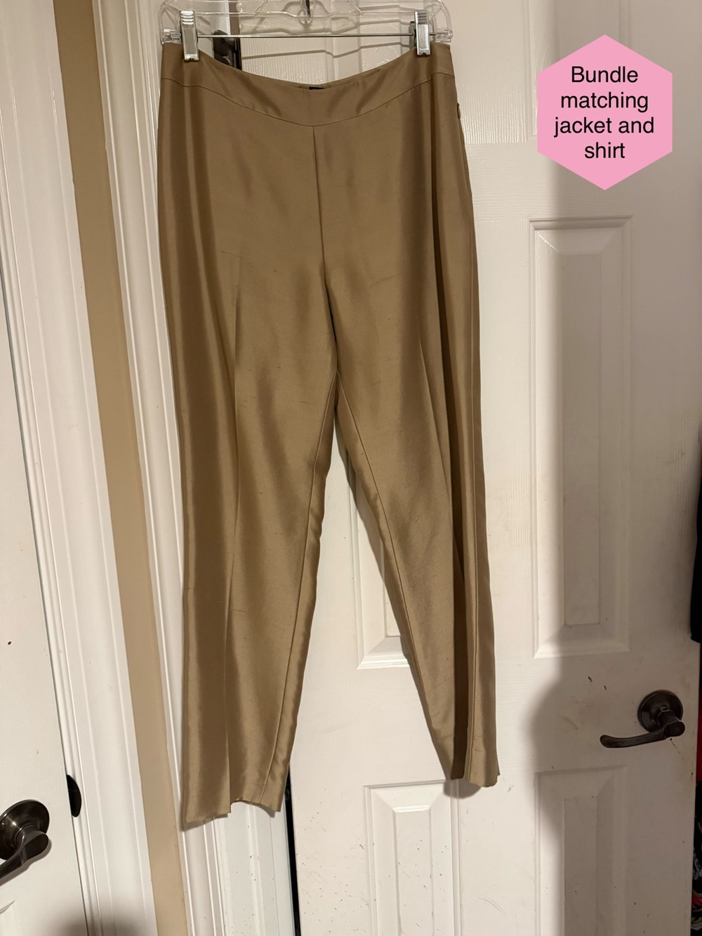 Ann Taylor Taupe 100% Silk Trousers Petite